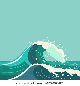 Summer Background of Beautiful Ocean Sea Water Waves with Clean Copy Space