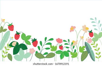Fondo de verano con bayas. Vector. Fondo natural. Ilustración vectorial concepto floral para banner del sitio web, postal, banner.