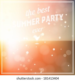 Summer background. The best summer party ever - summer typography