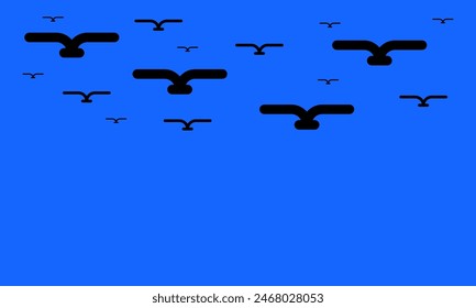 Summer background with bird on sky, copy space for text. Vector illustration