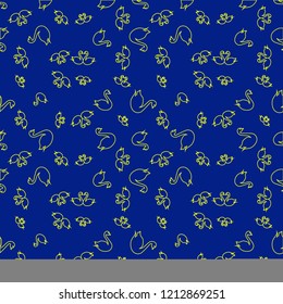 Summer background bird swan multicolor geometric pattern seamless.
