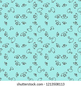 Summer background bird swan multicolor geometric pattern seamless.