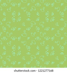 Summer background bird swan multicolor geometric pattern seamless.
