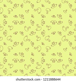 Summer background bird swan multicolored geometric pattern seamless.