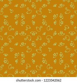 Summer background bird swan multicolored geometric pattern seamless.