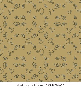 Summer background bird swan multicolored geometric pattern seamless.