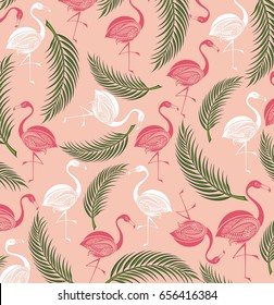 Summer background with birds.Flamingo