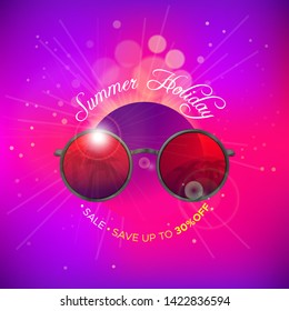 Summer background with black sunglasses