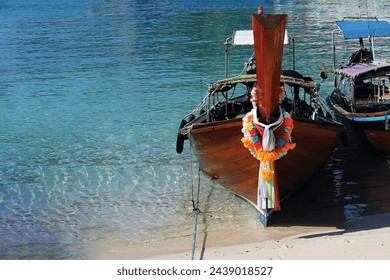 summer background with boat on the sea beach