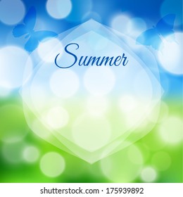 Summer background with bokeh. Vector illustration