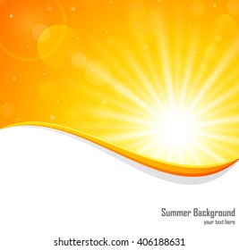 Summer background with bright sun