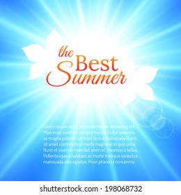 Summer background with bright sun in the Sky. Vector design