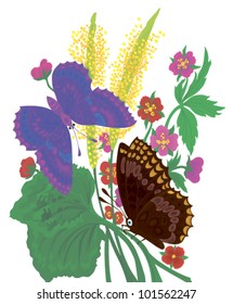 Summer background with butterflies