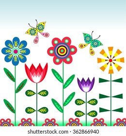 Summer background with butterflies