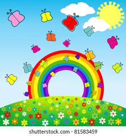 Summer background with butterflies