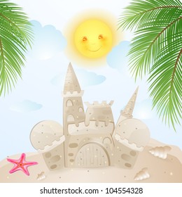 Summer background with castle sand