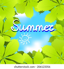 summer background with chestnut leaves. vector illustration