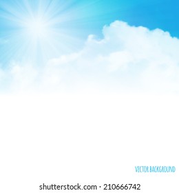 Summer background with clouds on the sky, vector