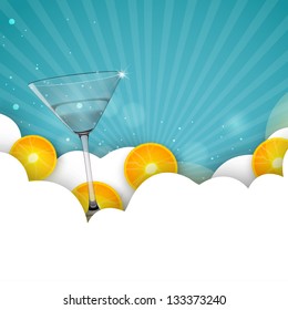 Summer background with cocktails,
