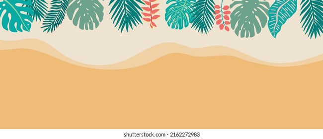 Fondo veraniego con cocoteros, palmeras, en la playa