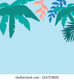 Summer background with coconut tree, palm, on the beach