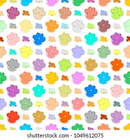 Summer background of colorful big and  small flowers of different colors in a row side by side and one below the other on a white backdrop 
