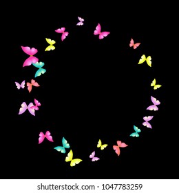 Summer Background with Colorful Butterflies. Simple Feminine Pattern for Card, Invitation, Print. Trendy Decoration with Beautiful Butterfly Silhouettes. Vector Background with Moth

