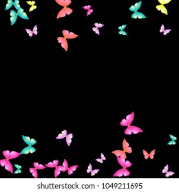 Summer Background with Colorful Butterflies. Simple Feminine Pattern for Card, Invitation, Print. Trendy Decoration with Beautiful Butterfly Silhouettes. Vector Background with Moth
