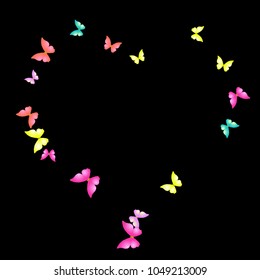 Summer Background with Colorful Butterflies. Simple Feminine Pattern for Card, Invitation, Print. Trendy Decoration with Beautiful Butterfly Silhouettes. Vector Background with Moth
