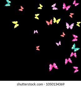 Summer Background with Colorful Butterflies. Simple Feminine Pattern for Card, Invitation, Print. Trendy Decoration with Beautiful Butterfly Silhouettes. Vector Background with Moth

