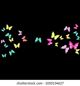 Summer Background with Colorful Butterflies. Simple Feminine Pattern for Card, Invitation, Print. Trendy Decoration with Beautiful Butterfly Silhouettes. Vector Background with Moth
