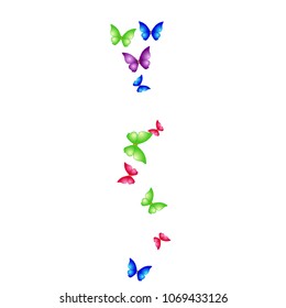 Summer Background with Colorful Butterflies. Simple Feminine Pattern for Card, Invitation, Print. Trendy Decoration with Beautiful Butterfly Silhouettes. Vector Background with Moth