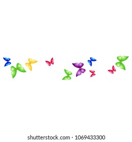 Summer Background with Colorful Butterflies. Simple Feminine Pattern for Card, Invitation, Print. Trendy Decoration with Beautiful Butterfly Silhouettes. Vector Background with Moth