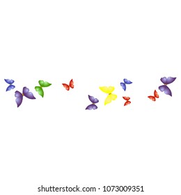 Summer Background with Colorful Butterflies. Simple Feminine Pattern for Card, Invitation, Print. Trendy Decoration with Beautiful Butterfly Silhouettes. Vector Background with Moth