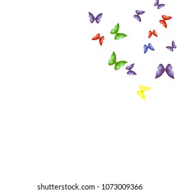 Summer Background with Colorful Butterflies. Simple Feminine Pattern for Card, Invitation, Print. Trendy Decoration with Beautiful Butterfly Silhouettes. Vector Background with Moth