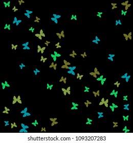 Summer Background with Colorful Butterflies. Simple Feminine Pattern for Card, Invitation, Print. Trendy Decoration with Beautiful Butterfly Silhouettes. Vector Background with Moth
