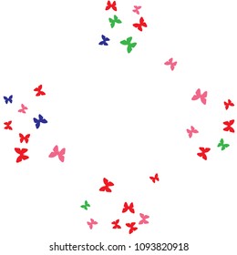 Summer Background with Colorful Butterflies. Simple Feminine Pattern for Card, Invitation, Print. Trendy Decoration with Beautiful Butterfly Silhouettes. Vector Background with Moth
