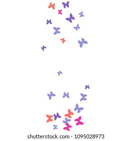 Summer Background with Colorful Butterflies. Simple Feminine Pattern for Card, Invitation, Print. Trendy Decoration with Beautiful Butterfly Silhouettes. Vector Background with Moth
