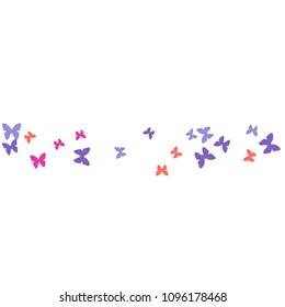 Summer Background with Colorful Butterflies. Simple Feminine Pattern for Card, Invitation, Print. Trendy Decoration with Beautiful Butterfly Silhouettes. Vector Background with Moth
