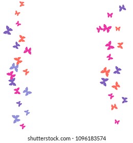 Summer Background with Colorful Butterflies. Simple Feminine Pattern for Card, Invitation, Print. Trendy Decoration with Beautiful Butterfly Silhouettes. Vector Background with Moth

