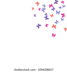 Summer Background with Colorful Butterflies. Simple Feminine Pattern for Card, Invitation, Print. Trendy Decoration with Beautiful Butterfly Silhouettes. Vector Background with Moth
