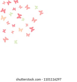 Summer Background with Colorful Butterflies. Simple Feminine Pattern for Card, Invitation, Print. Trendy Decoration with Beautiful Butterfly Silhouettes. Vector Background with Moth
