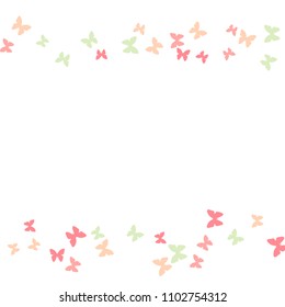 Summer Background with Colorful Butterflies. Simple Feminine Pattern for Card, Invitation, Print. Trendy Decoration with Beautiful Butterfly Silhouettes. Vector Background with Moth
