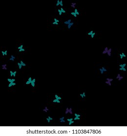 Summer Background with Colorful Butterflies. Simple Feminine Pattern for Card, Invitation, Print. Trendy Decoration with Beautiful Butterfly Silhouettes. Vector Background with Moth
