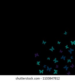 Summer Background with Colorful Butterflies. Simple Feminine Pattern for Card, Invitation, Print. Trendy Decoration with Beautiful Butterfly Silhouettes. Vector Background with Moth
