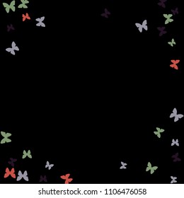 Summer Background with Colorful Butterflies. Simple Feminine Pattern for Card, Invitation, Print. Trendy Decoration with Beautiful Butterfly Silhouettes. Vector Background with Moth
