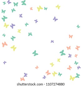 Summer Background with Colorful Butterflies. Simple Feminine Pattern for Card, Invitation, Print. Trendy Decoration with Beautiful Butterfly Silhouettes. Vector Background with Moth
