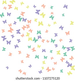 Summer Background with Colorful Butterflies. Simple Feminine Pattern for Card, Invitation, Print. Trendy Decoration with Beautiful Butterfly Silhouettes. Vector Background with Moth
