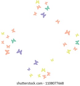 Summer Background with Colorful Butterflies. Simple Feminine Pattern for Card, Invitation, Print. Trendy Decoration with Beautiful Butterfly Silhouettes. Vector Background with Moth
