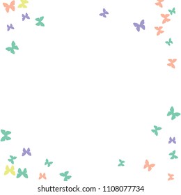Summer Background with Colorful Butterflies. Simple Feminine Pattern for Card, Invitation, Print. Trendy Decoration with Beautiful Butterfly Silhouettes. Vector Background with Moth
